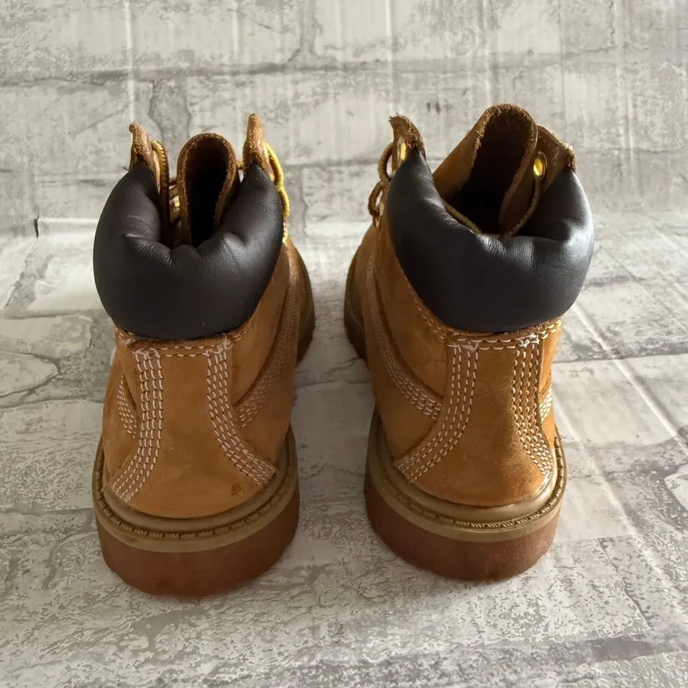 Timberland 12809 Youth Premium Waterproof Boots Wheat Nubuck Lug Sole Outdoor 10